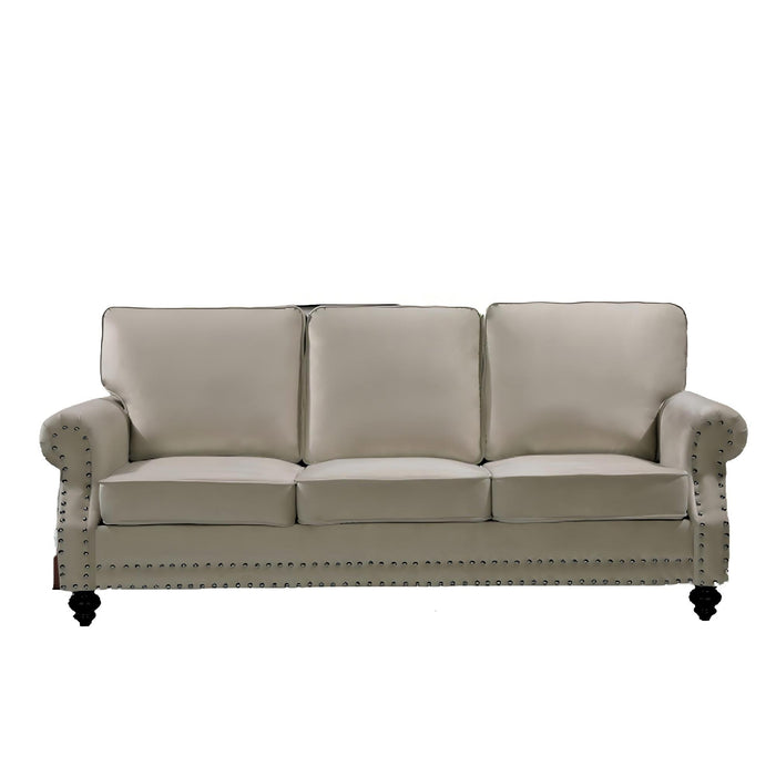 3 Seater Sofa With Nailhead Trim And Turned Legs For Living Room US Pride