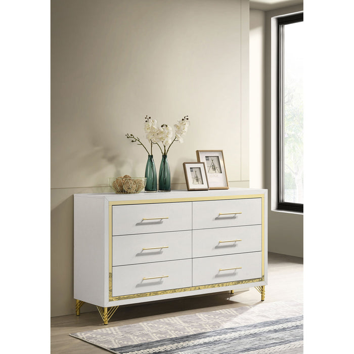 Chesney - 6 Drawer Bedroom Dresser - White Furniture Max