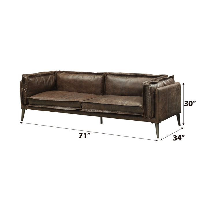 Porchester - Loveseat - Distress Chocolate Top Grain Leather ACME