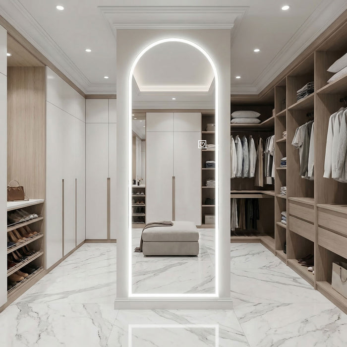 65" X 21" Arched LED Full Length Mirror, Wall Mounted Lighted Full Body Mirror With Frosted Edge Lighting, 3 Color Temperatures & Stepless Dimming - Silver Daily Nest
