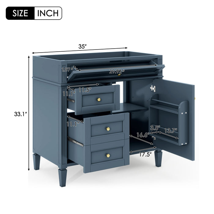 Bathroom Vanity With 2 Drawers And Tip-Out Drawer, Storage Cabinet Hearth and Haven