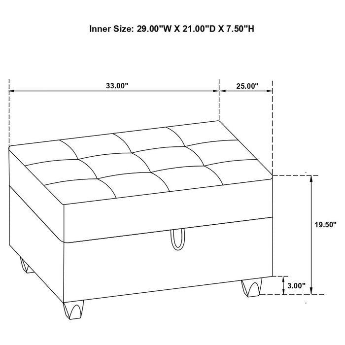 Storage Ottoman With Tufted Design - Gray Furniture Max