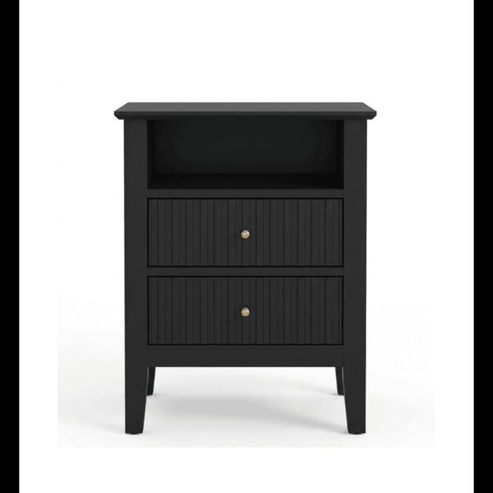Fluted Nightstand With 2 Drawers Home Essentials