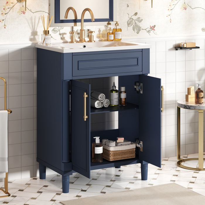 Bathroom Vanity With Integrated Sink, 2 Door Cabinet, Single Sink For Small To Medium Bathrooms Hearth and Haven