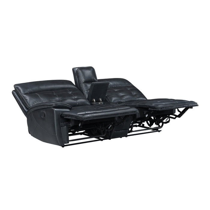 Warner - LAF Console Loveseat With 2 Recliners - Black