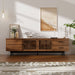 TV Stand, Media Console With 2 Drawers, Soft Closing Hinges, Adjustable Shelves, Slatted Design - Walnut Hearth and Haven