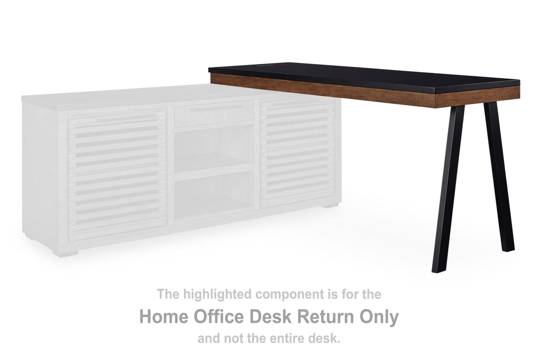 Kallari - Home Office Desk Return - Warm Brown / Black Signature Design by Ashley®