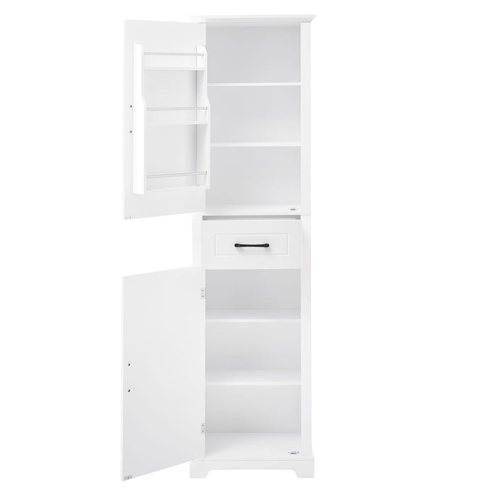 Tall Freestanding Bathroom Storage Cabinet With 2 Doors And Adjustable Shelves Hearth and Haven