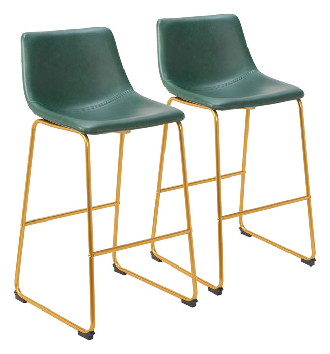Augusta - Barstool (Set of 2) - Green / Gold