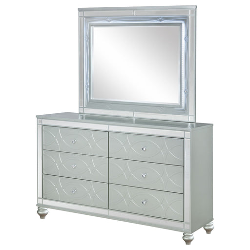 Arabesque - 6 Drawer Dresser With Mirror - Silver Furniture Max