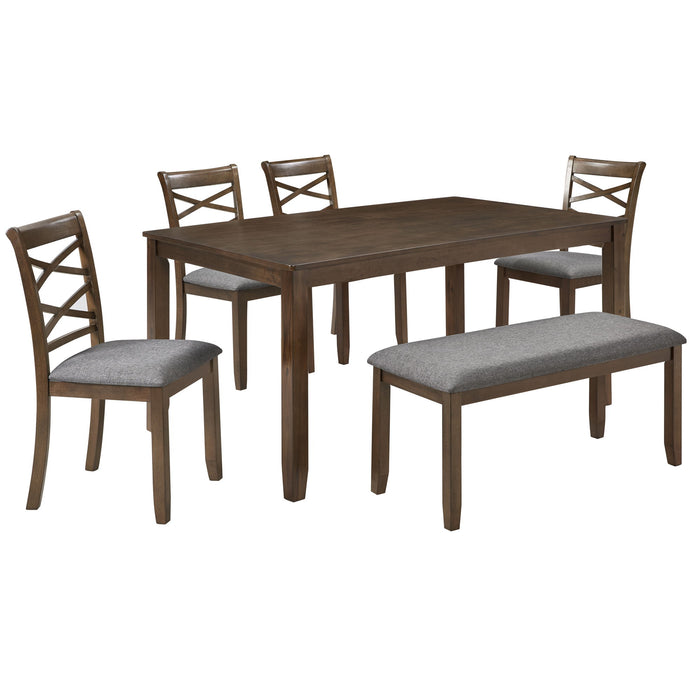 Elegant 6 Piece Dining Table Set With 4 Chairs And Bench Home Essentials