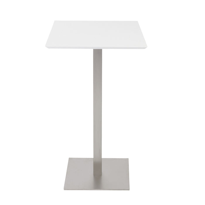 Metallic Square Steel Bar Table - White And Silver