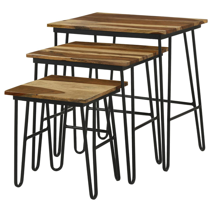 3 Piece Nesting Table With Hairpin Legs - Brown Furniture Max