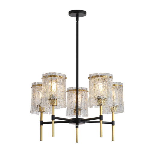 5 Light Chandelier, Textured Glass Pendant Light, (Not Including The Bulb) For Living Room - Black / Gold Daily Nest