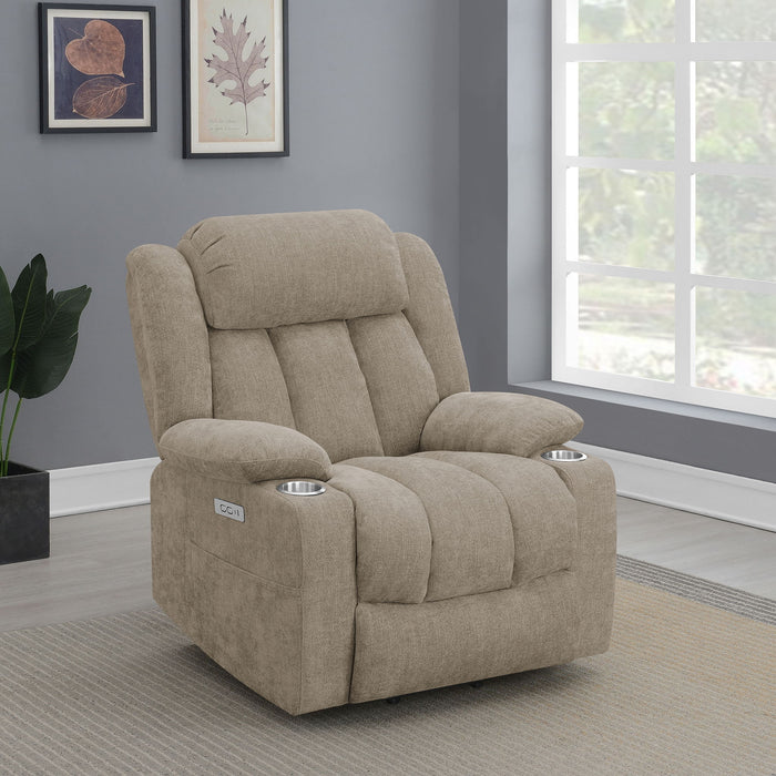 Beca - Upholstered Power Lift Recliner With Cupholders And USB Charging Furniture Max