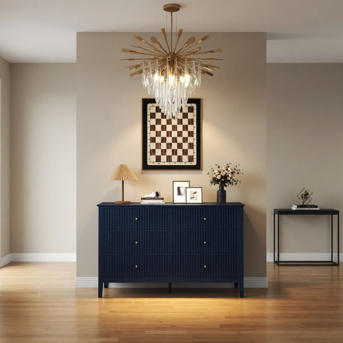 Modern 6 Drawer Fluted Dresser Home Essentials