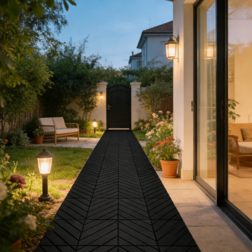 Interlocking Decking Tiles, Waterproof Outdoor Indoor Flooring (Set of 44) - Dark Gray Daily Nest
