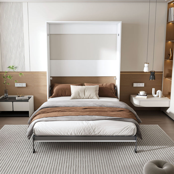 Queen Murphy Bed, Foldable Wall Bed, Space Saving Design For Bedrooms - White Home Essentials