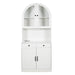 Tall Arched Pantry Cabinet With Charging Station, Adjustable Shelves, Coffee Bar Home Essentials