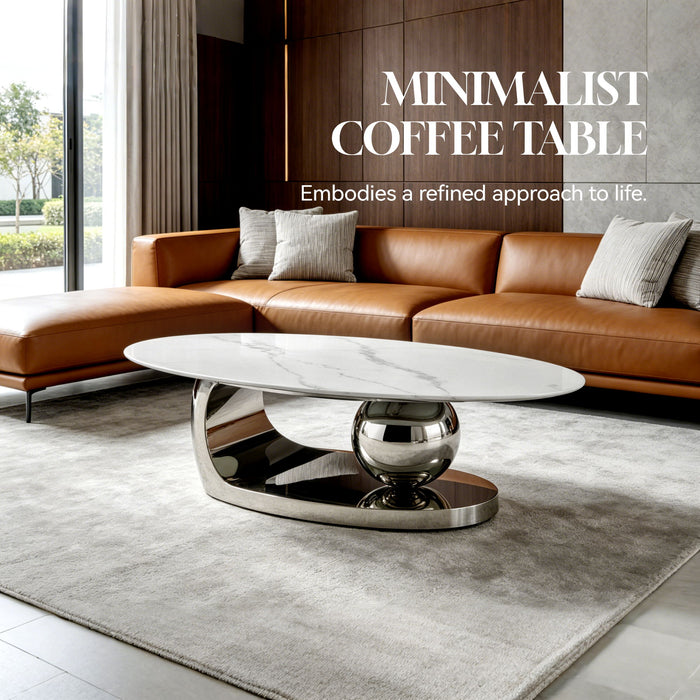 Oval Coffee Table With Geometric Precision Home Essentials