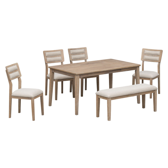6 Piece Dining Set, Upholstered Chairs And Bench Hearth and Haven