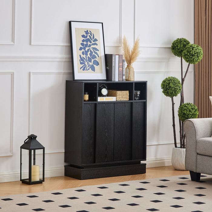 Fluted Sideboard Buffet Cabinet With 2 Doors And Adjustable Shelf, Storage Cabinet For Entryway Home Essentials