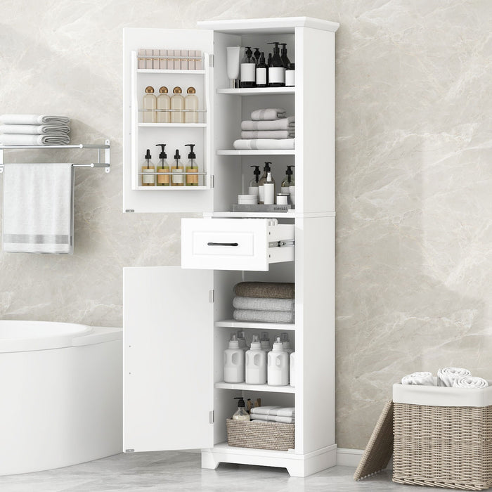 Tall Freestanding Bathroom Storage Cabinet With 2 Doors And Adjustable Shelves Hearth and Haven
