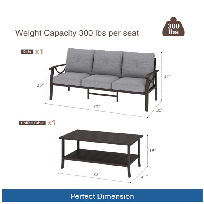 Patio Furniture Set With Coffee Table And Cushions For Backyard
