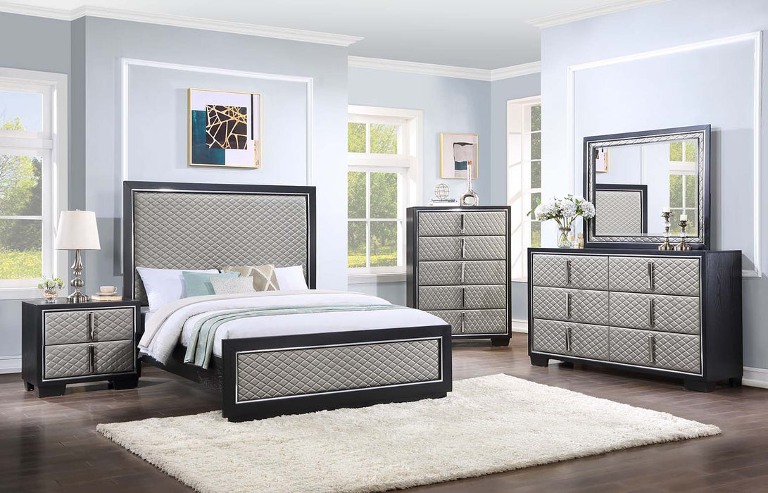 Nicola - Mirror - Silver Synthetic Leather & Black ACME