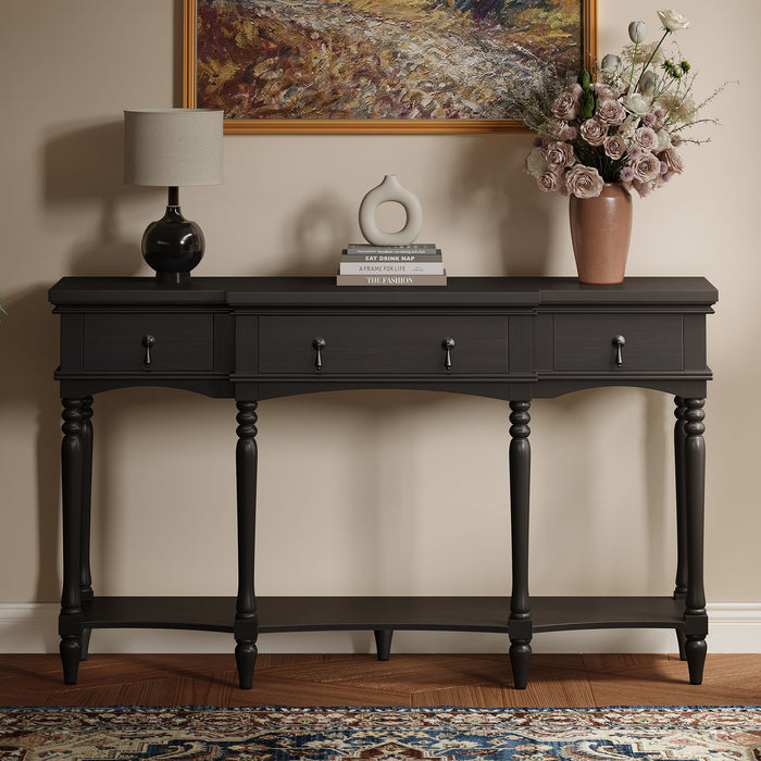 Retro Console Table With 3 Soft Close Drawers Noble House