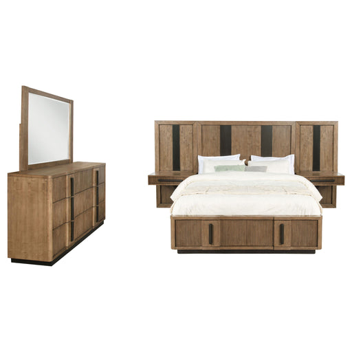 Moraga - 5 Piece Queen Bedroom Set With Fluted Panel Design - Ash Brown Furniture Max