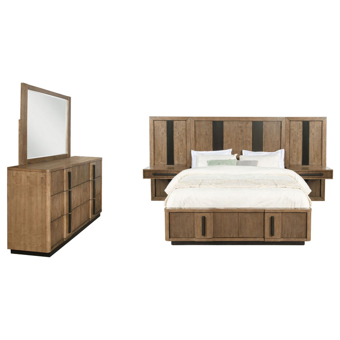 Moraga - 5 Piece Queen Bedroom Set With Fluted Panel Design - Ash Brown Furniture Max