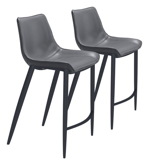 Magnus - Counter Chair (Set of 2) - Dark Gray / Black Zuo Modern