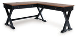 Wildenauer - 4 Pc. - Home Office Desk And Return, Swivel Desk Chair, Bookcase - Brown / Black Signature Design by Ashley®