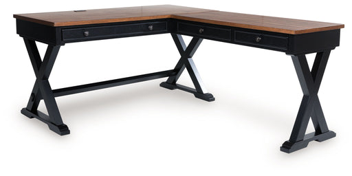Wildenauer - 4 Pc. - Home Office Desk And Return, Swivel Desk Chair, Bookcase - Brown / Black Signature Design by Ashley®