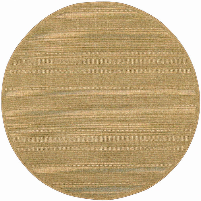 8' X 8' Round Stain Resistant Area Rug Indoor / Outdoor - Beige