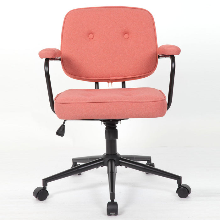 Office Swivel Desk Chair With Curved Armrest, Soft Upholstered Task Chair - Pink Home Essentials