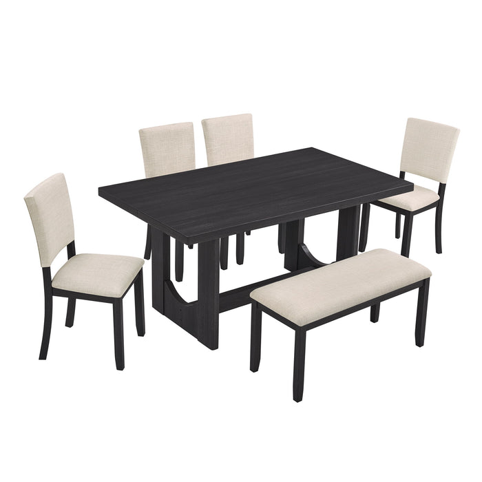Dining Table Set, Rectangular Kitchen Table With Upholstered Chairs Home Essentials