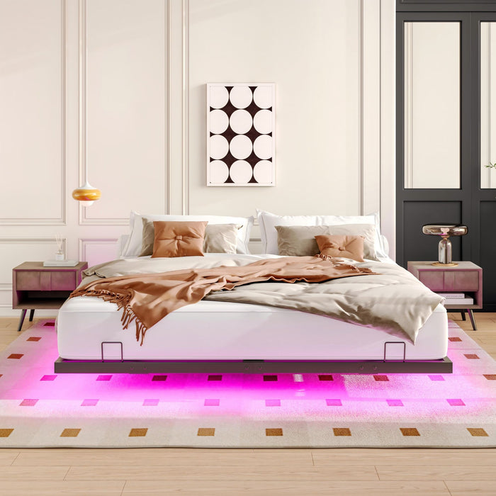 Floating Bed Frames With LED Lights Home Essentials
