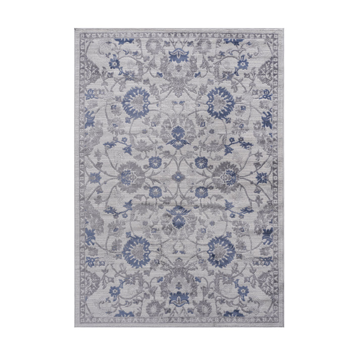 8' x 10' Oriental Non-Shedding Living Room Bedroom Dining Home Office Stylish And Stain Resistant Area Rug - Blue / Silver