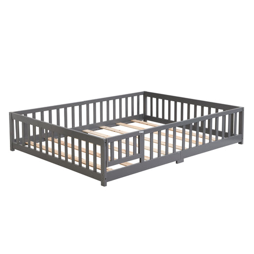 Solid Wood Floor Bed With Door And Fence For Children Home Essentials