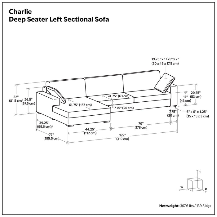 Charlie - Upholstered Deep Seater Sectional Sofa Simpli-Home