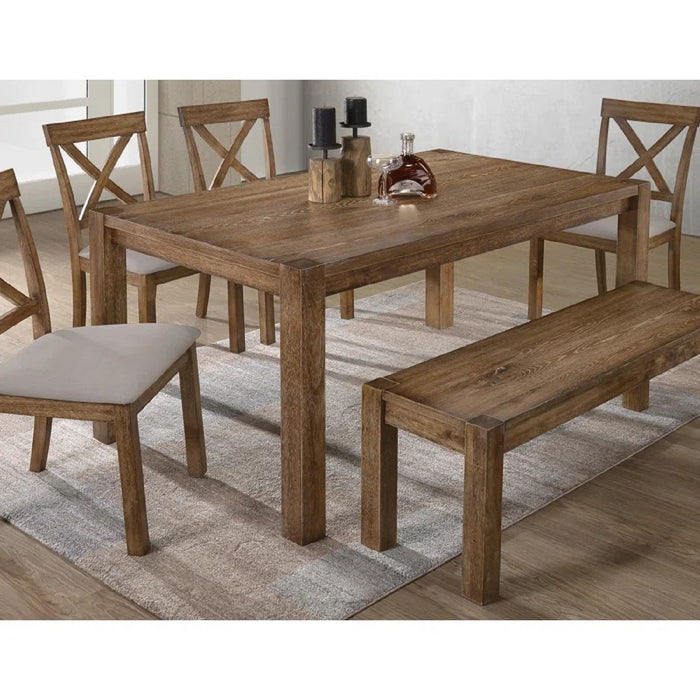 Dining Set With Table, Bench And 4 Chairs - Oak Home Essentials