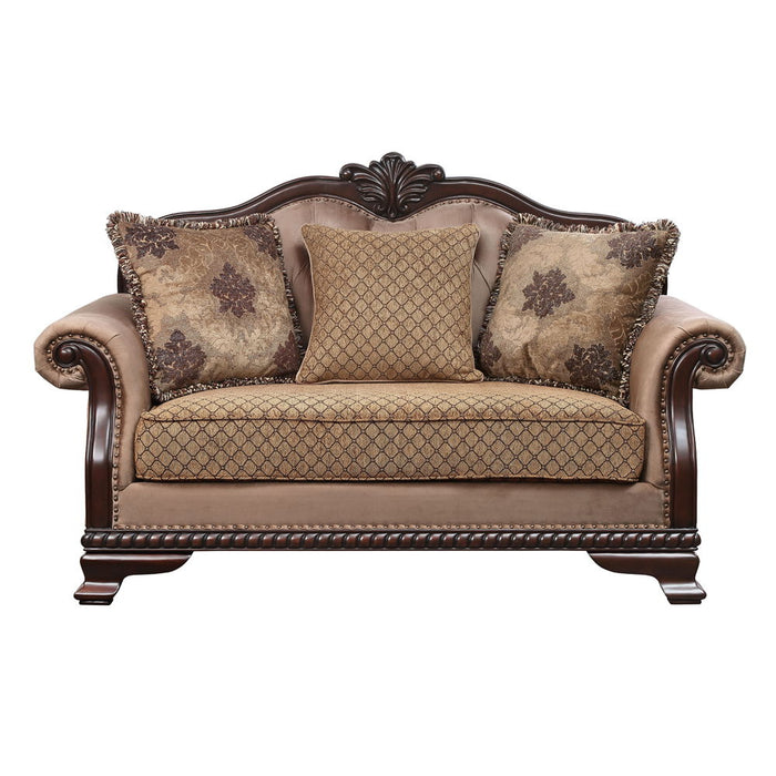 Chateau De Ville - Loveseat With 3 Pillows (Same Lv01589) - Fabric & Espresso ACME