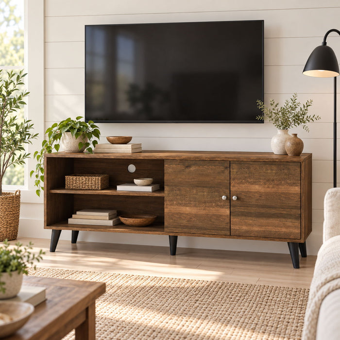 Amidon - TV Stand, With 2 Storage Shelves And 1 Cabinet US Pride