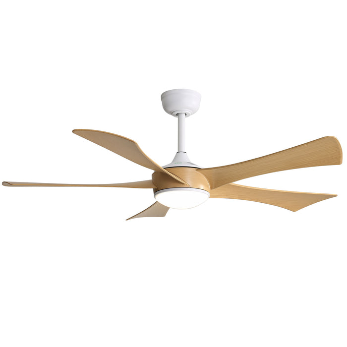 52" Ceiling Fan With 22W LED Light And Remote Control, 50 / 10 / 24 Downrod - White Daily Nest