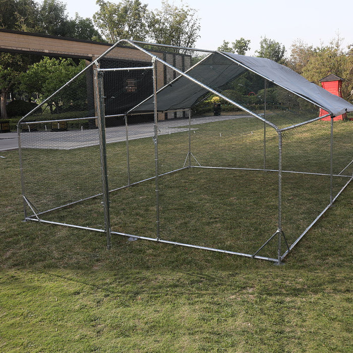 Large Metal Chicken Coop Walk - In Poultry Cage Hen Run House Rabbits Habitat Cage Spire Shaped Coop With Waterproof And Anti - Ultraviolet Cover (13.1' L X 9.8' With X 6.4' H)