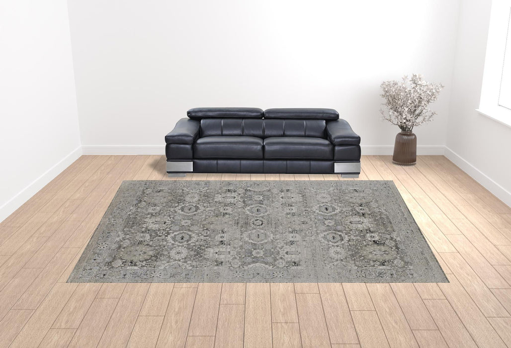 Abstract Power Loom Distressed Area Rug - Gray And Silver - 12' X 15'