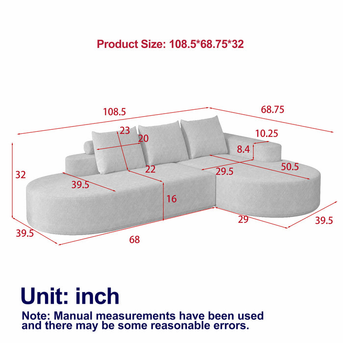 Modern Curved Sofa, L-Shaped Modular Sectional Set With 3 Pillows Home Essentials