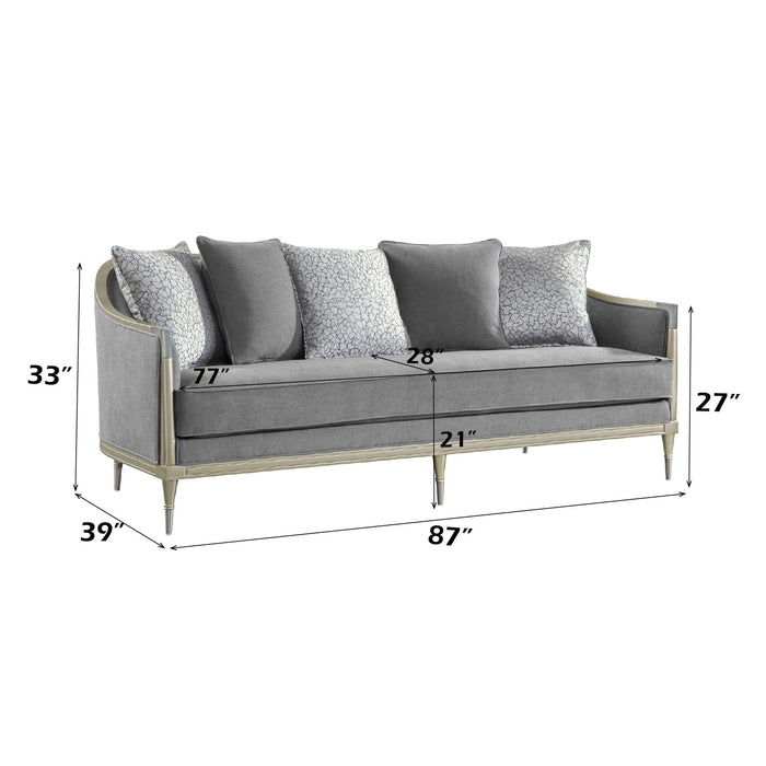 Fernando - Sofa With 5 Pillows - Champagne / Gray Acme